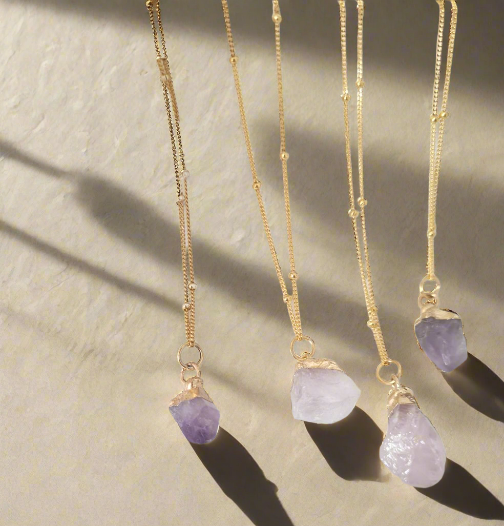 Crystal Pendant and Gold Plated Chain