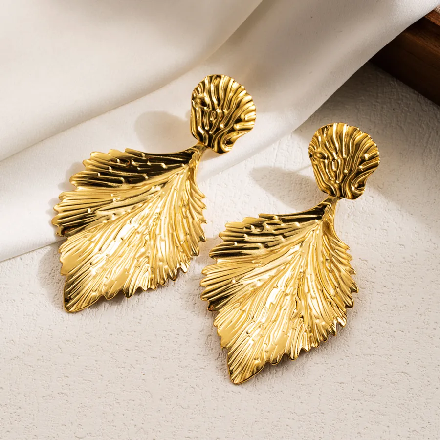 Gold Leaf Drop Earrings