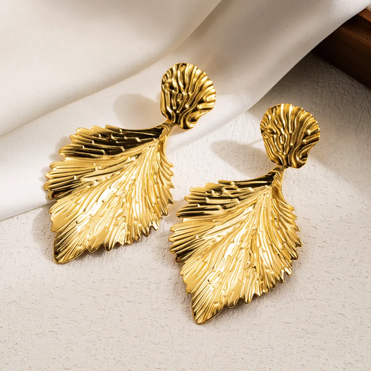 Gold Leaf Drop Earrings