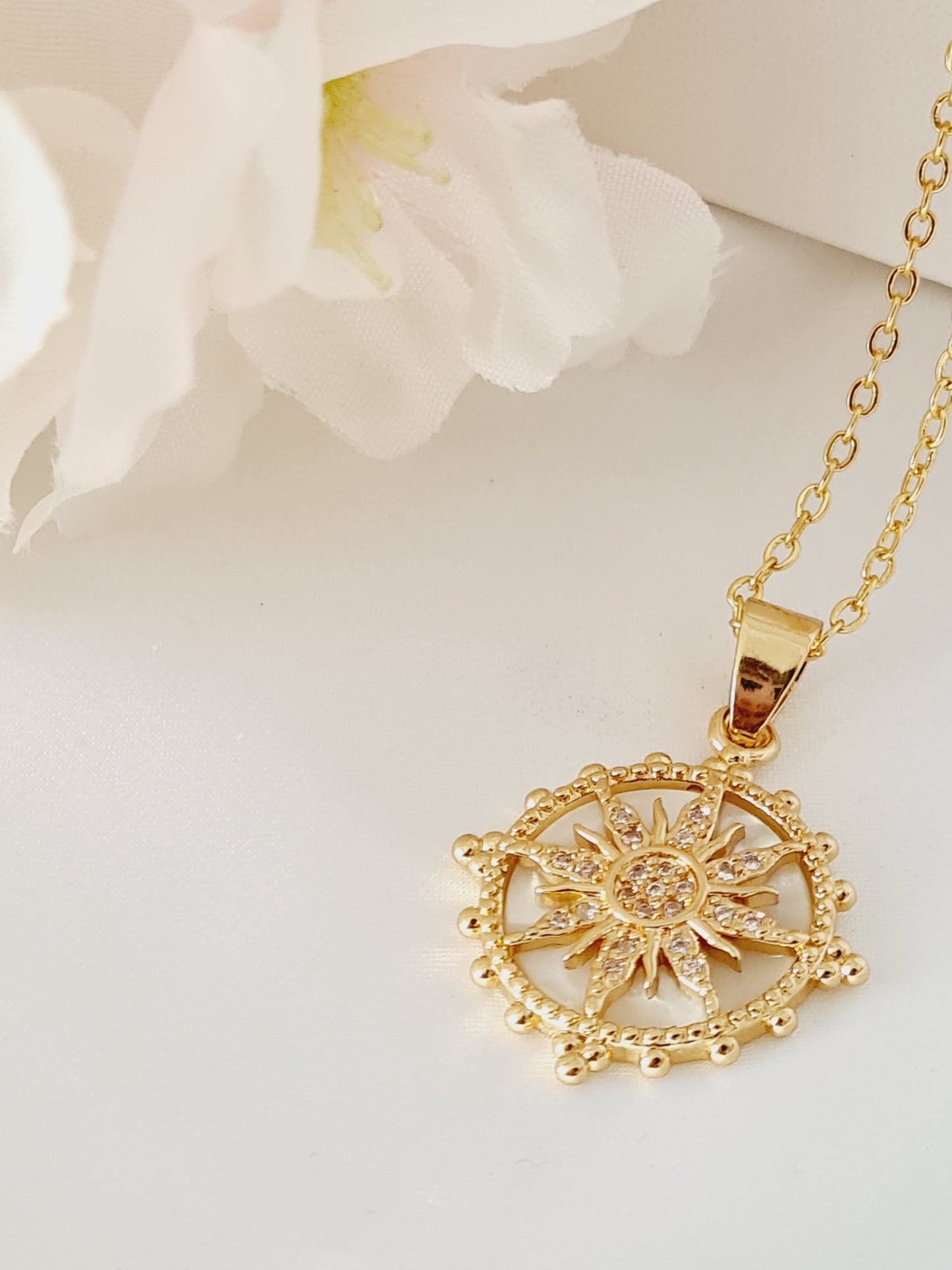 Sunflower Pendant and Chain